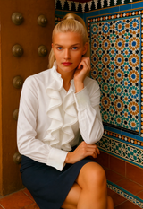 Camisa Sevilla volante de algodón, 2 colores tallas (36-50),