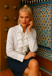 Camisa Sevilla volante de algodón, 2 colores tallas (36-50),