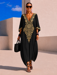 Túnica vestido Marrakesh bordado algodón viscosa, 5 colores, tallas (36-54) vídeo