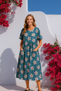 -40% OFF Andreina cotton-lycra knit dress, 2 prints (36-50)
