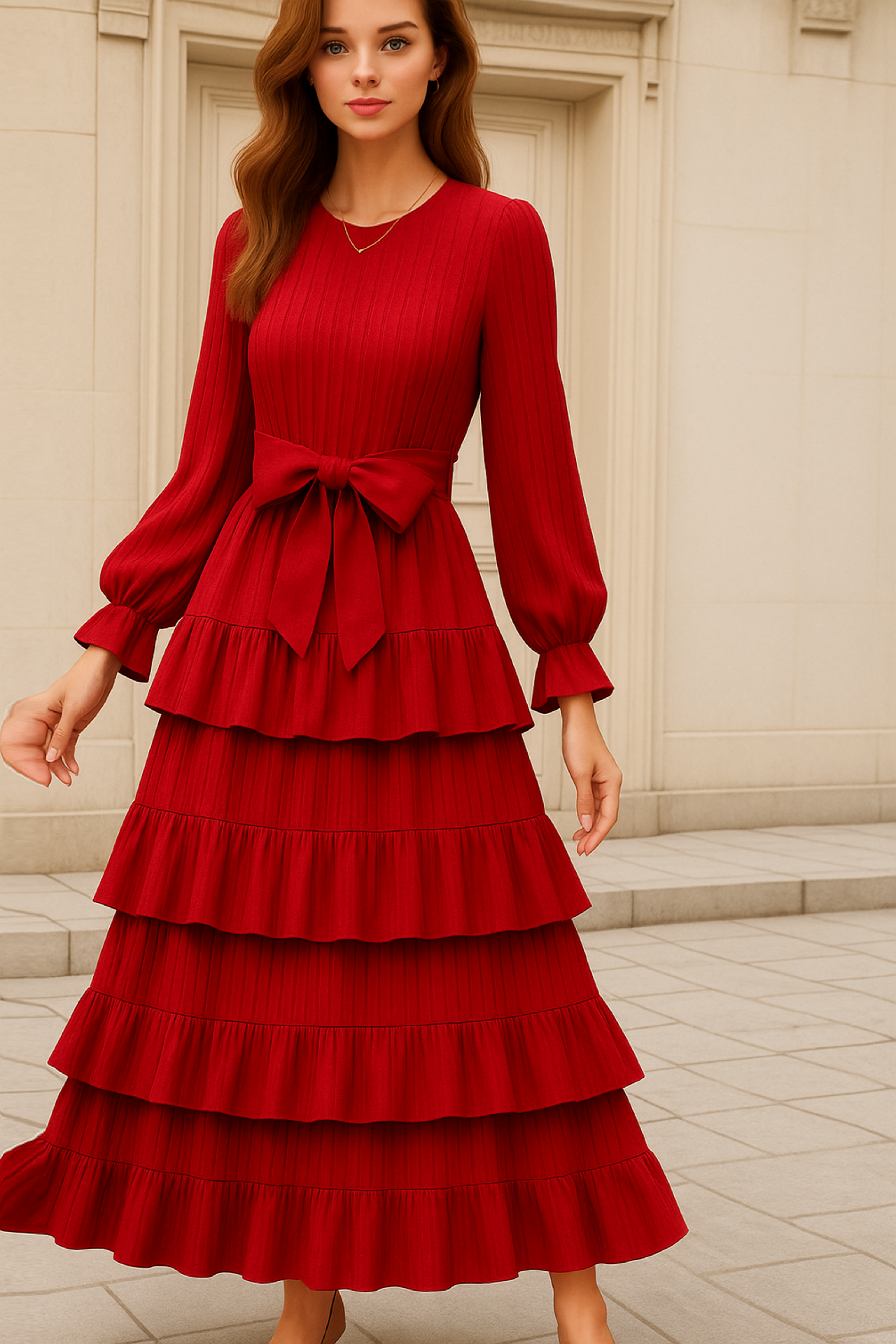 Vestido Cassandra gasa, 6 colores, tallas (36-50)made in Italy Alta calidad