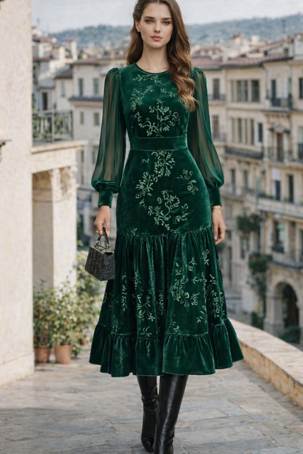 Vestido Sarah terciopelo algodón licra, 3 colores, tallas(36-48)