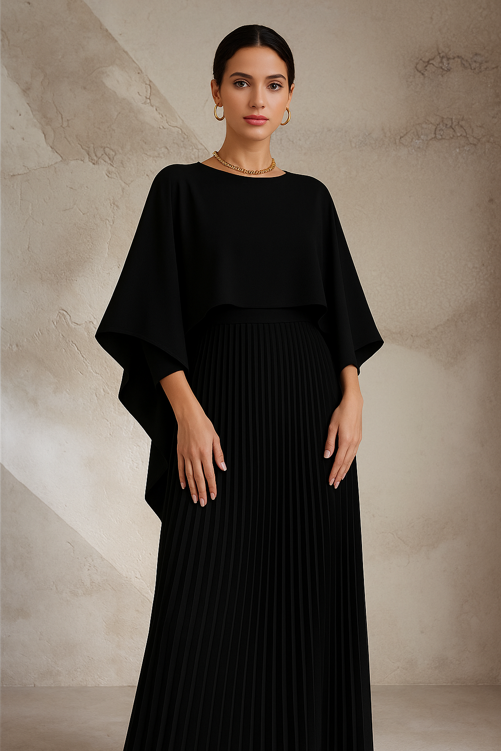 Nikita stretch knit dress with pockets and long length, 2 colors, 4 sizes