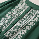 Vestido Janet bordado de lino de algodón licra con mangas elásticas, tallas (38-52) vídeo