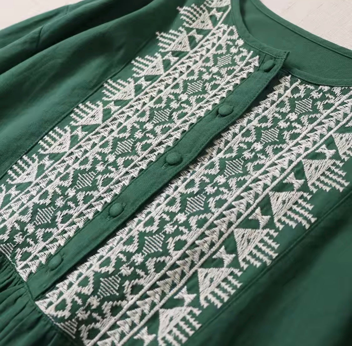 Vestido Janet bordado de lino de algodón licra con mangas elásticas, tallas (38-52) vídeo