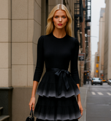 Naples dress in chiffon, lycra, and elastane, 4 colors, sizes (36-48)