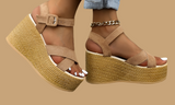 Raffia Wedges Dubai Sandals, 3 colors, Made in Spain