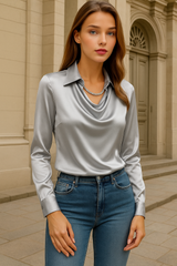 Camisa Jimena satinada, 5 colores, tallas (36-48) quedan pocas unidades