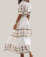 Jovananty printed shirt dress in cotton lycra polyester, 3 colors, sizes (36-46)