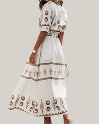 Jovananty printed shirt dress in cotton lycra polyester, 3 colors, sizes (36-46)
