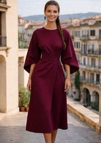 Vestido Grace de punto de algodón con fajín , 3 colores, tallas (36-50)