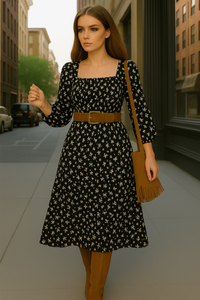 Vestido Sotograndre con cinturón spandex algodón licra, 4 colores , tallas (36-46)