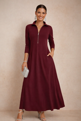 Pepa dress with zipper, cotton knit, lycra, elastane, 4 colors, sizes (36-48)