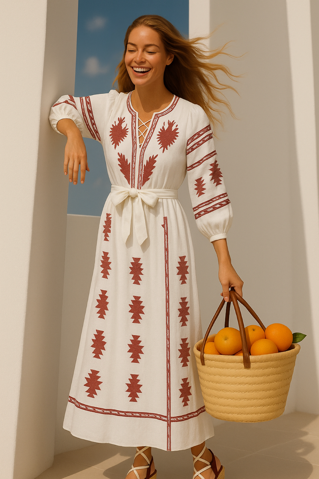 Vestido Isla de lino de algodón, 2 colores tallas (36-50)