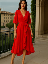 Vestido AMBAR gasa cruzado, tallas (36-50)