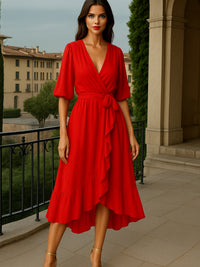 Vestido AMBAR gasa cruzado, tallas (36-50)