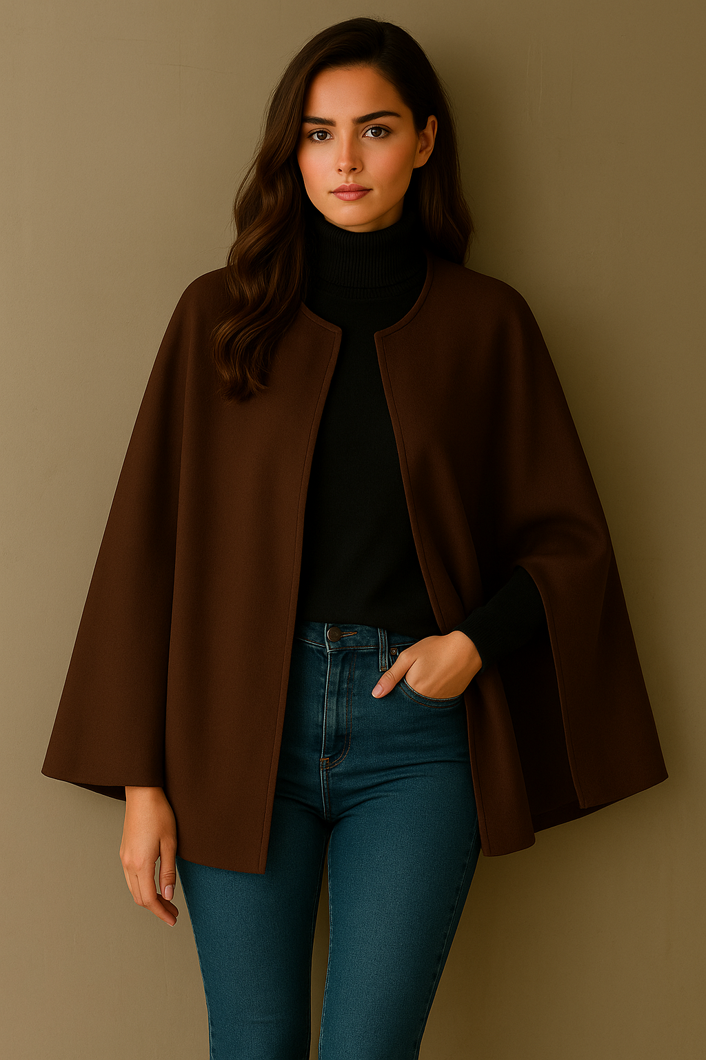 Chaqueta capa Yaiza de lana, 4 colores, tallas (36-50)