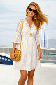 Vestido Anastasia elastane licra encaje, manga volante, tallas (36-46)
