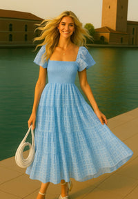Elaine elastane stretch cotton honeycomb dress, 2 colours, 7 sizes (36-48)