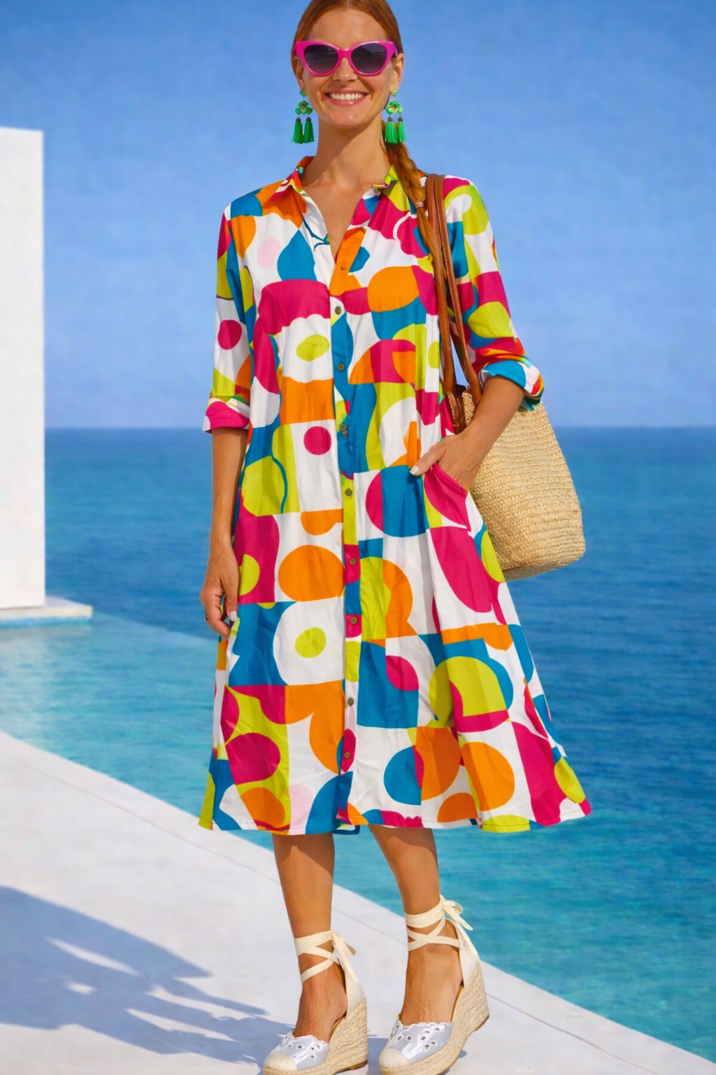 Vestido Candy camisero algodón bolsillos, 3 estampados tallas (36-50) (vídeo)