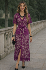 Vestido Julia camisero de encaje bordado y forro interior, 7 colores, tallas (36-46)