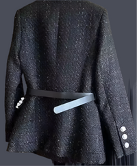 Blazer levita Nataly lana tweed con cinturón incluido, tallas (40-48)