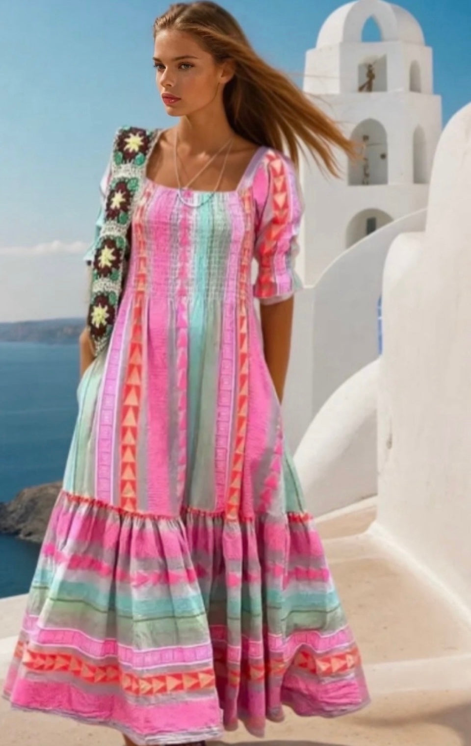 -30% OFF Simonette dress with flower brooch included, 8 colors sizes (36-48)