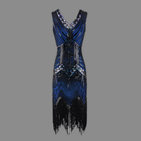 Vestido Charleston flecos pasamaneria hecho a mano en la India, 12 colores y 8 TALLAS GRANDES