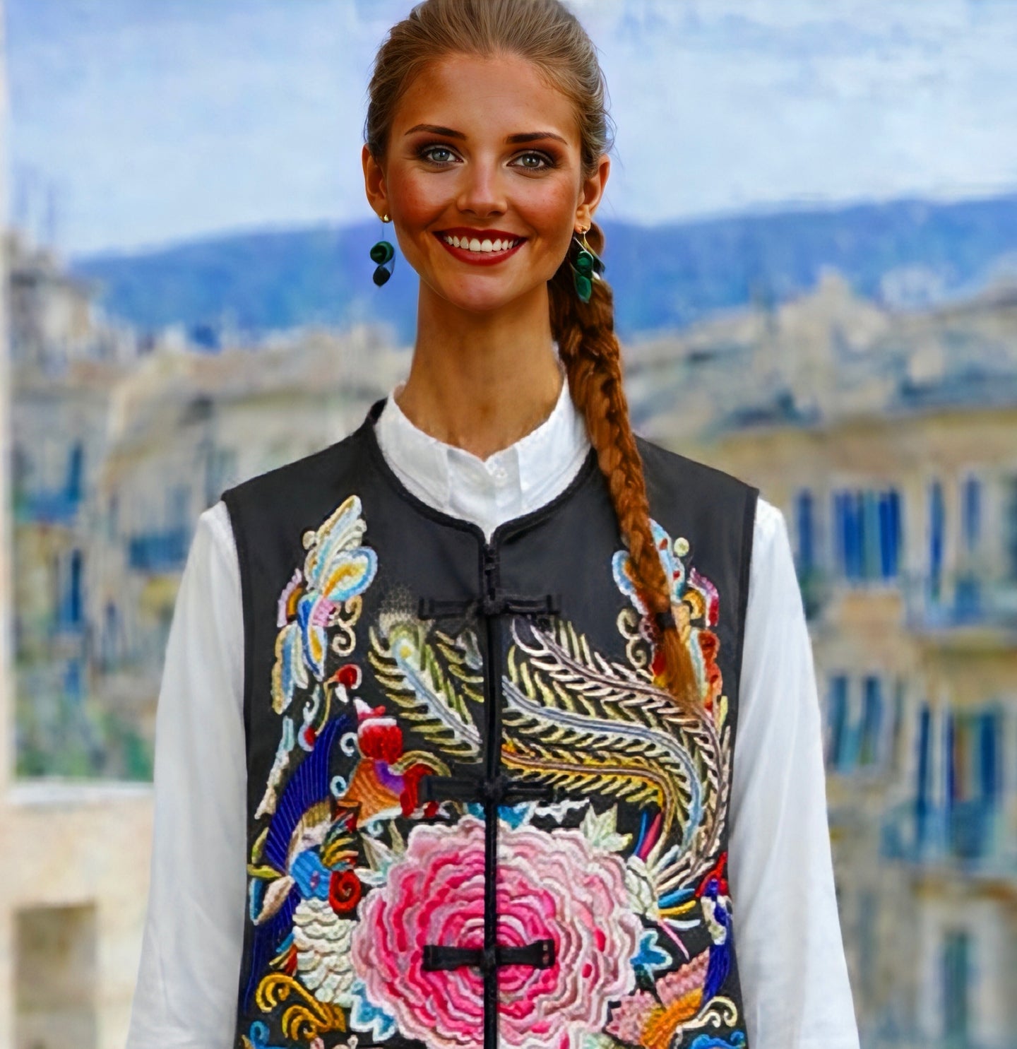 Florence Japanese embroidered vests, sizes (36-46) 4 colors
