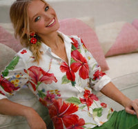 Camisa Anita algodón, fajin incluido, 2 estampados, tallas (36-50)