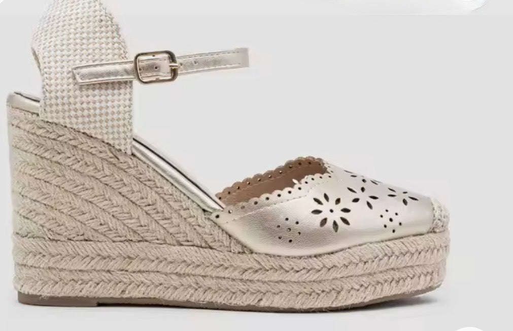 Cuña Grace rafia polipiel plataform 3 cm + 7cm made in Spain(video)