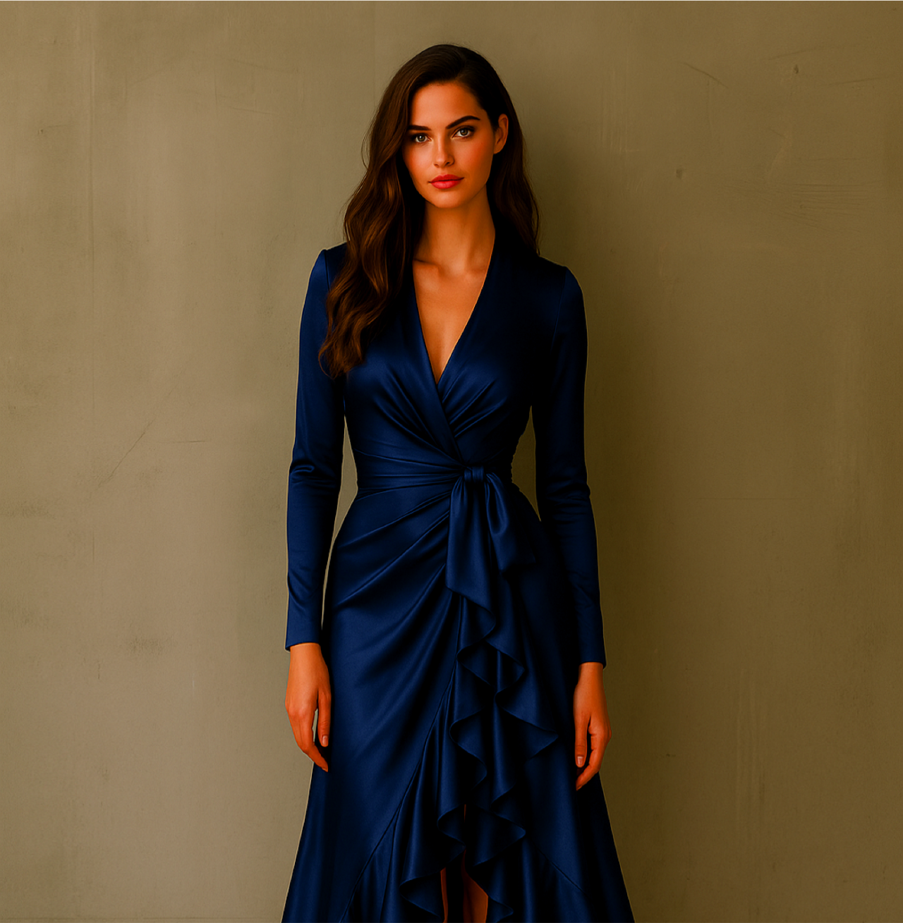 Vestido Hillary Satinado con fajín, tallas(36-46) 3 colores