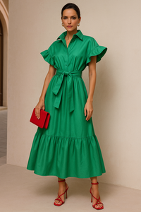 -40% OFF Tropical dress for events made of chiffon, very elegant, crossed with buttons, sizes (34-50)