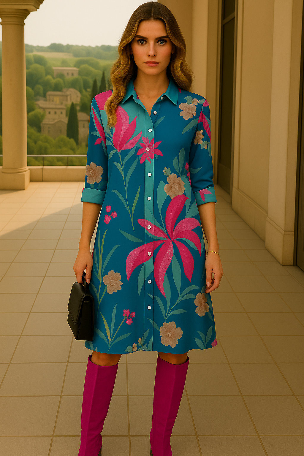 Vestido Valvanera camisero con bolsillos, tallas (36-52), 3 estampados