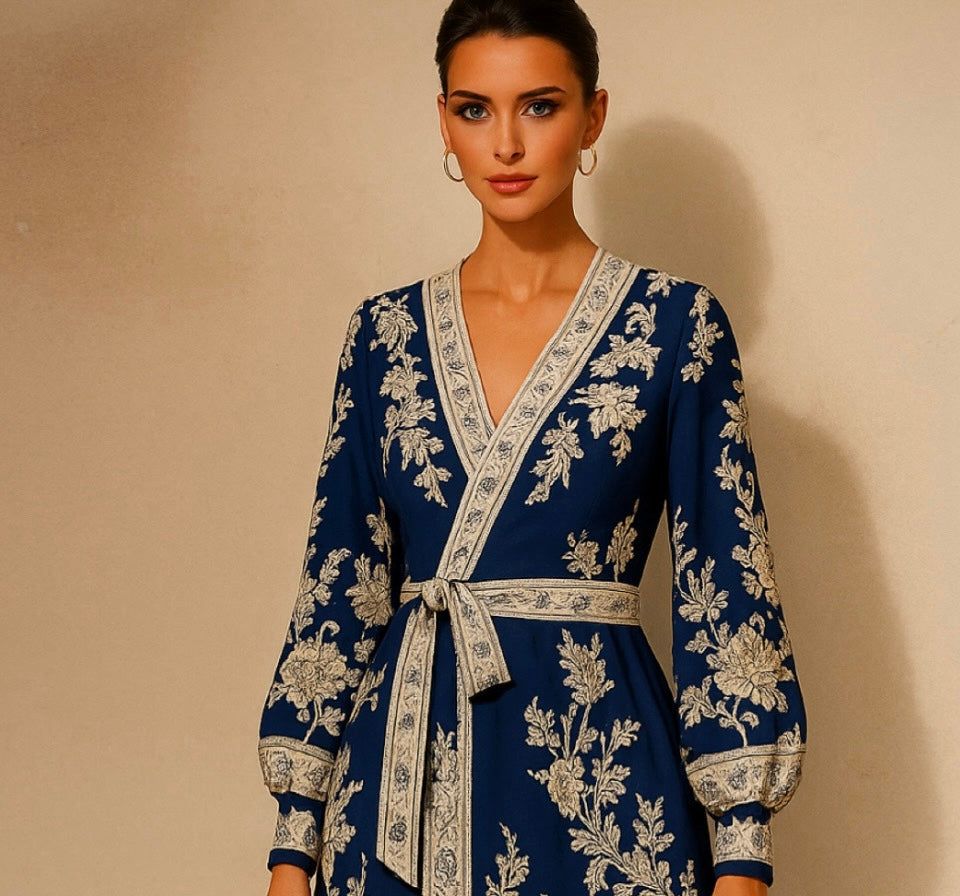 Vestido Marraquesh estampado cruzado, tallas(36-48)
