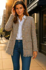 Levita Roland larga lana flecos brillo, tallas (40-52) talla única, made in Italy
