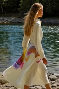 Vestido Alama beige, algodón licra con cintura trasera elastica, tallas (36-50)