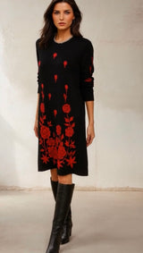 Barbara dress, cotton-lycra knit, below the knee, 4 colors, sizes (36–50)