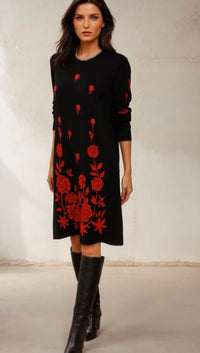 Barbara dress, cotton-lycra knit, below the knee, 4 colors, sizes (36–50)