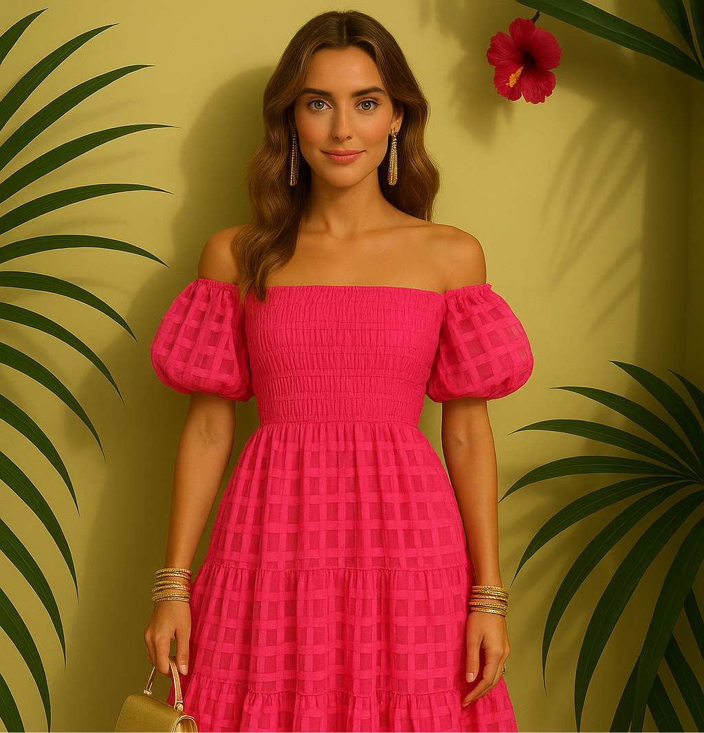 Elaine stretch cotton tulle honeycomb dress, 6 colors, sizes (36-48)