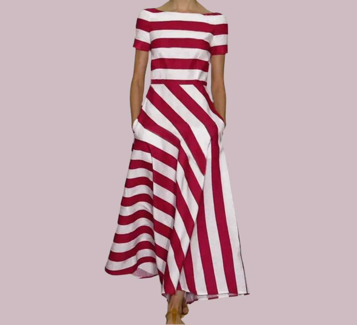 Venice striped dress with side pockets, 3 colors, 8 BIG SIZES