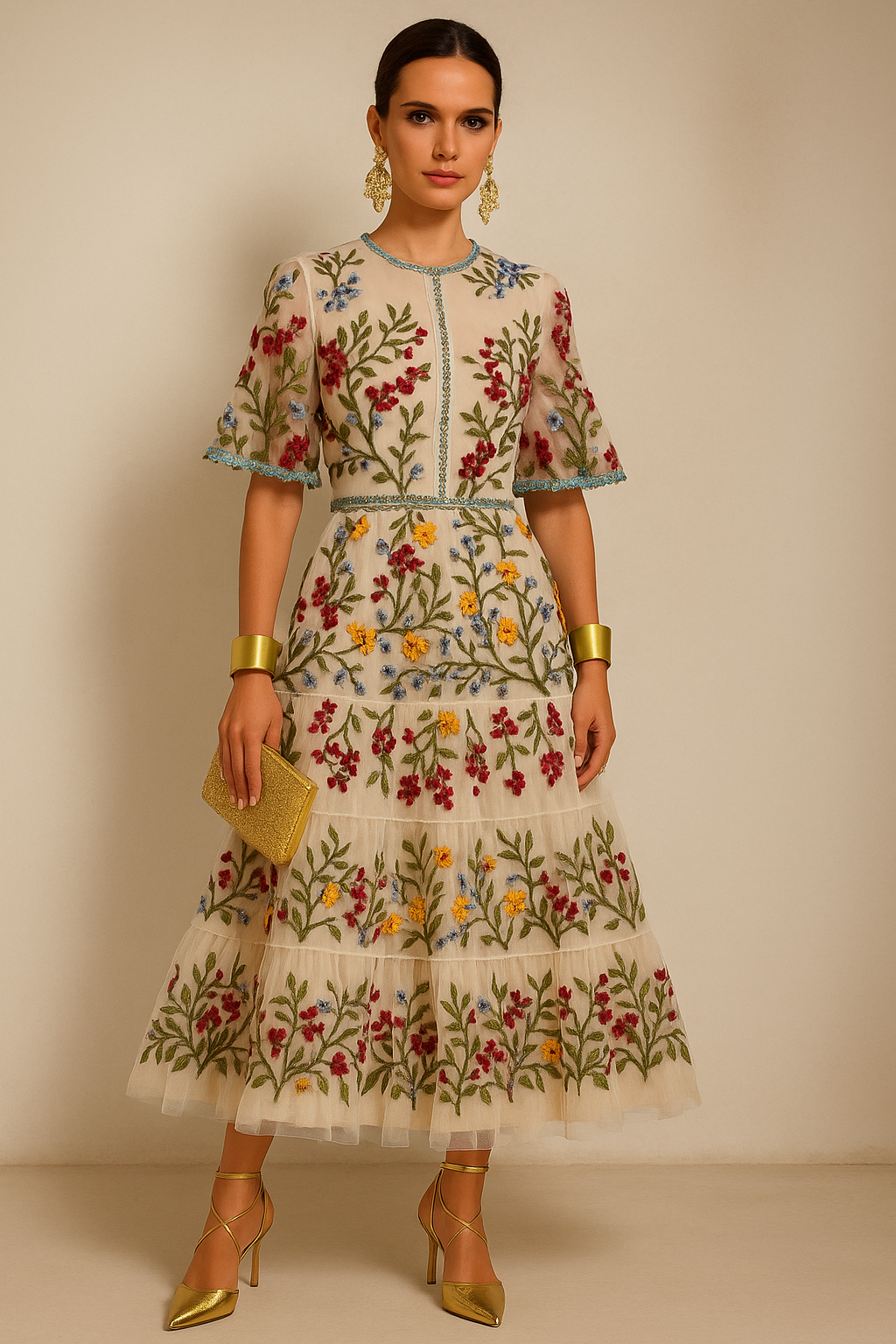 Mintlis women, satin cotton, open V-neck, Chantalle striped dress, sizes (36-50)