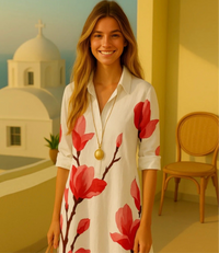 Casilda shirt dress with buttons and pockets, 4 MIDI prints, sizes (36-52)