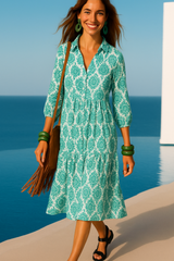 Diana dress, below the knee, 4 prints, sizes (36-48)
