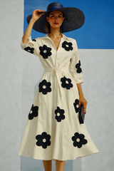 Vestido Margaritas flores estampado algodón, tallas (36-52) vídeo