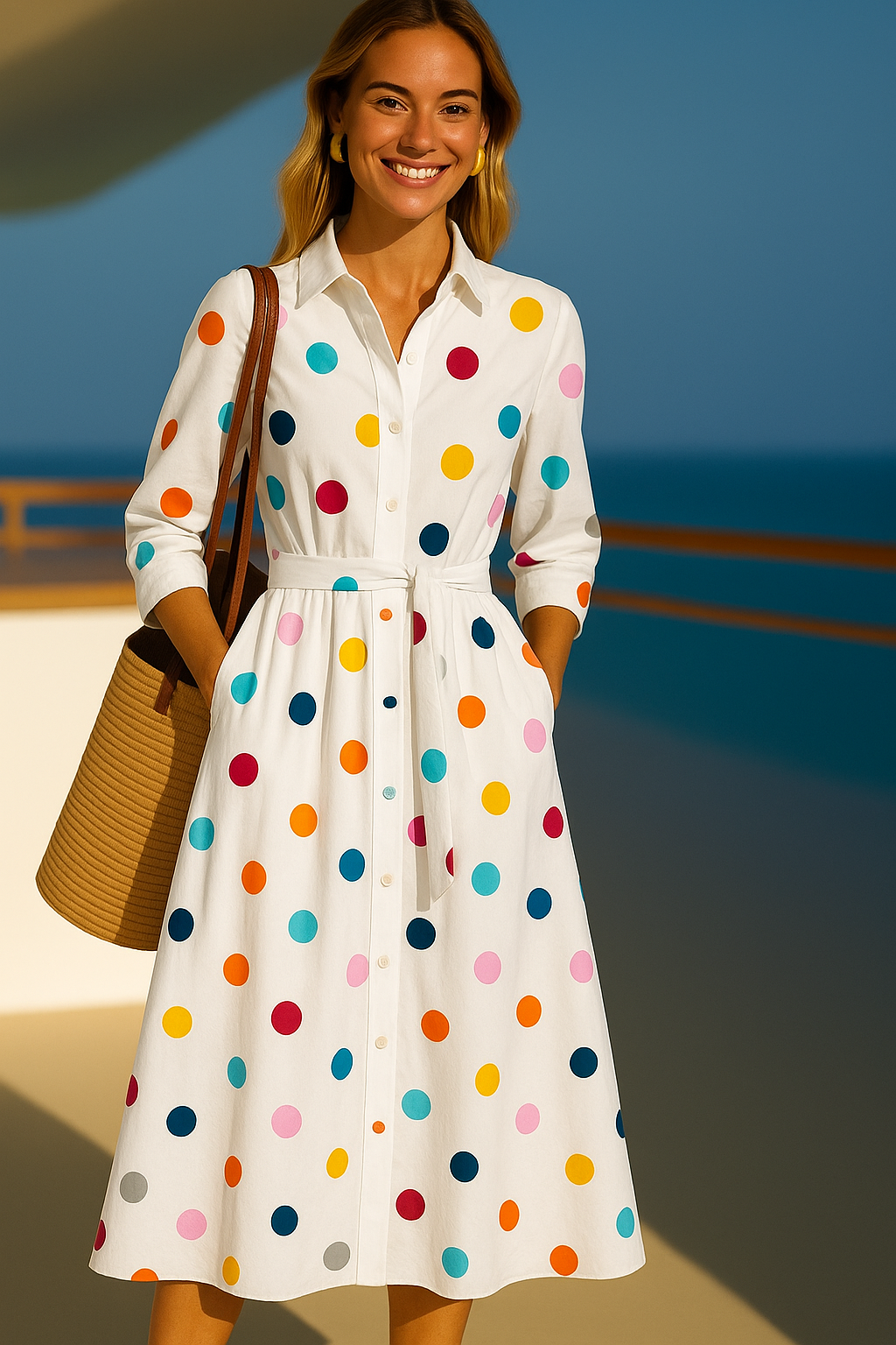 Mintlis women, cotton belt included, Diamond shirt dress, sizes (36-48)