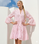 Vestido Happy camisero bordado, 4 colores, tallas (36-50)