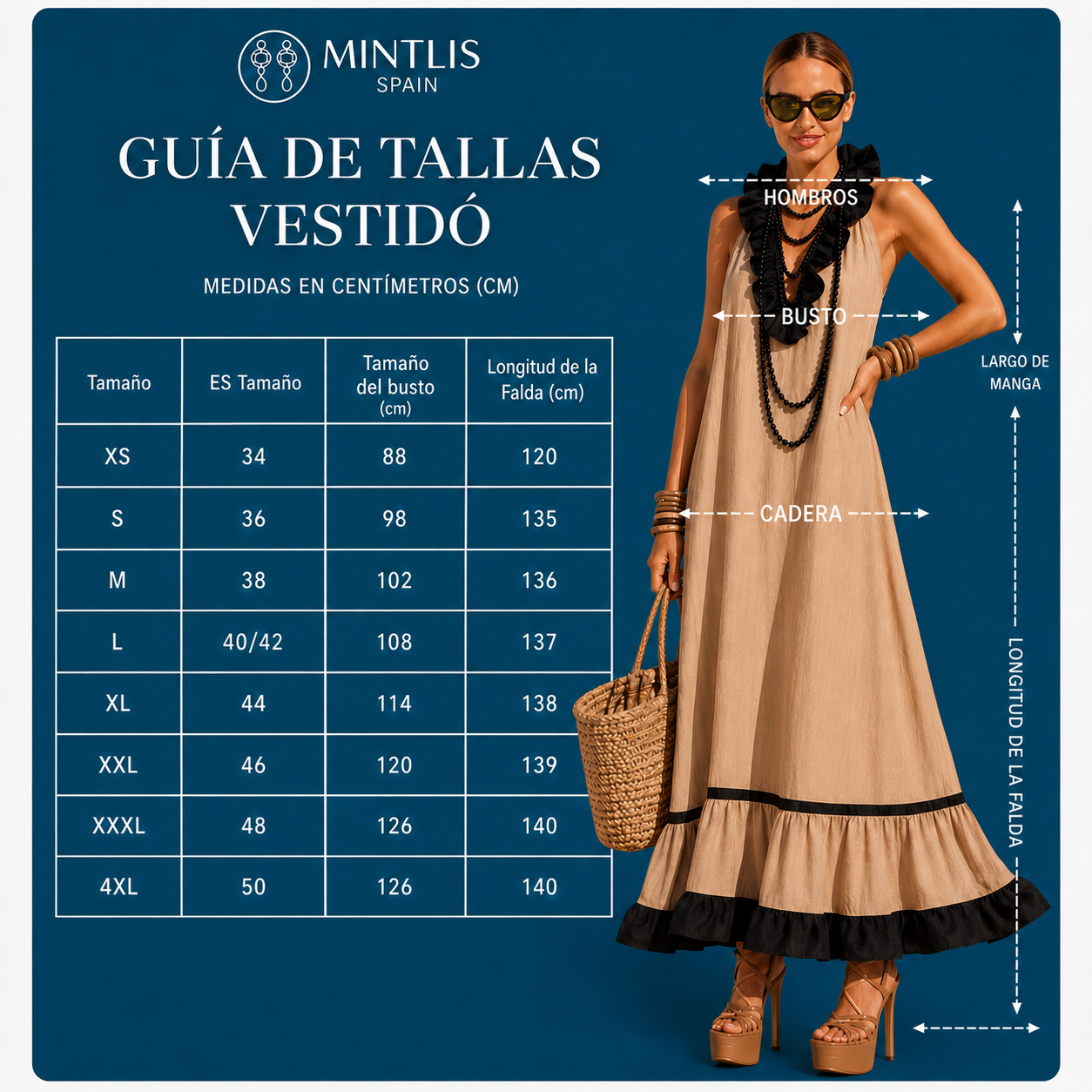 Vestido Norma volantes largo, 4 colores, talla (36-50)(vídeo)