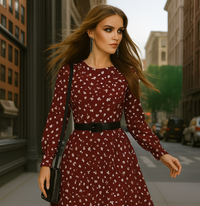 Luna dress in cotton lycra with belt, 3 colors, sizes (34-46)