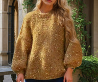 Mintlis women, glitter knit wool sequins, Martha sweater, size (36-44)